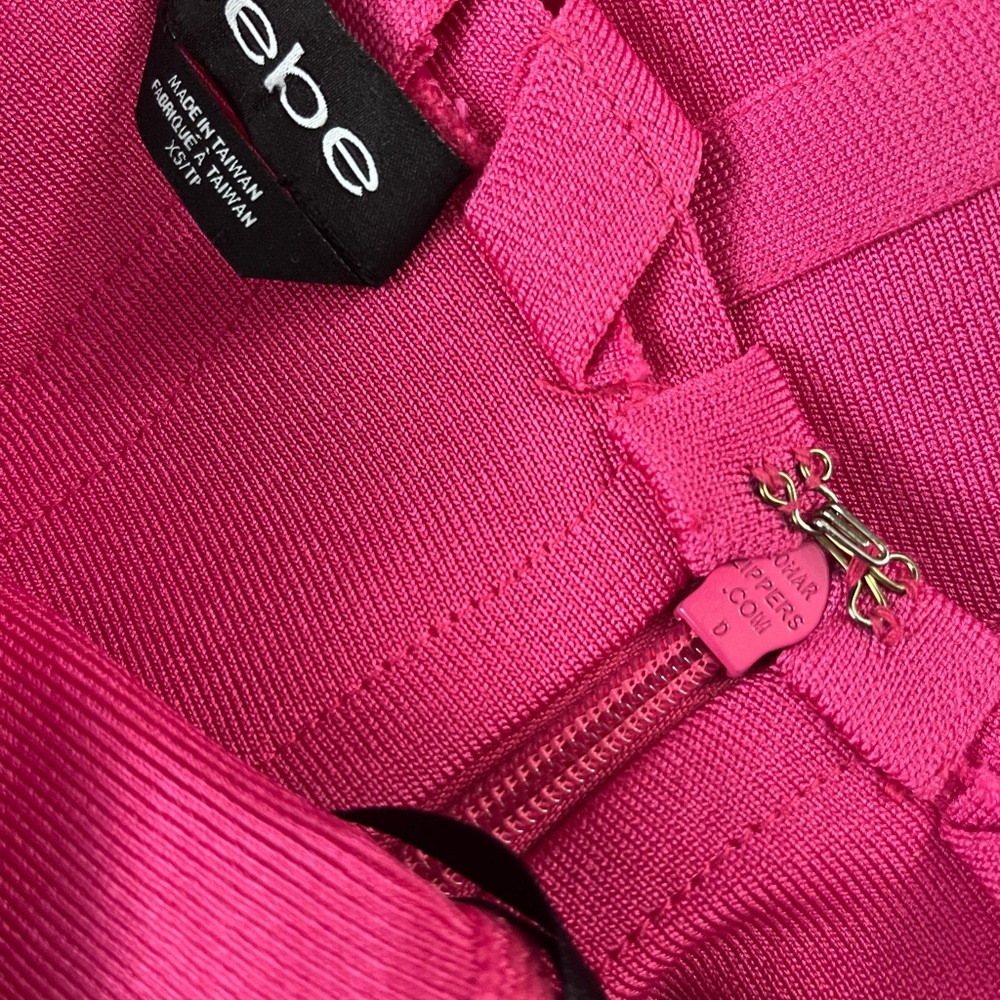 Bebe Fuchsia Pink Bandaid Sexy Cocktail Dress - Picture 11 of 14